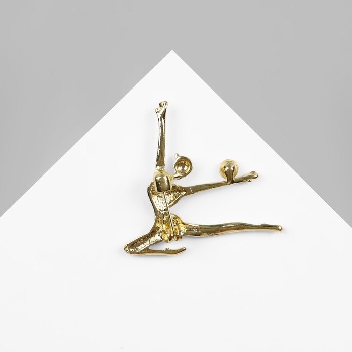 Брошь &laquo;Гимнастка с мячом&raquo;, цвет чёрно-белый в золоте