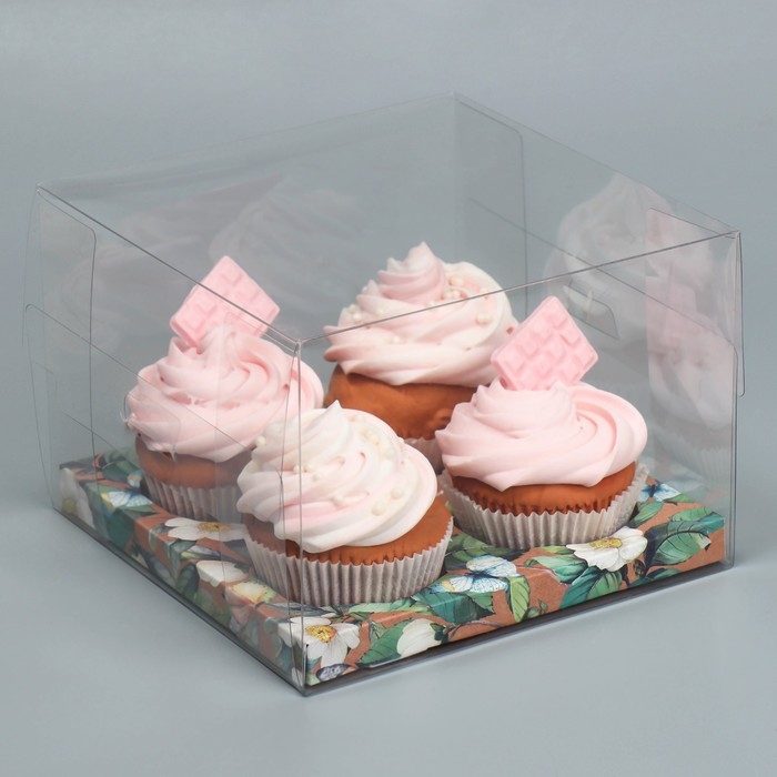 Коробка для капкейка, кондитерская упаковка, 4 ячейки &laquo;Тебе с любовью&raquo;, 16 х 16 х 11.5 см