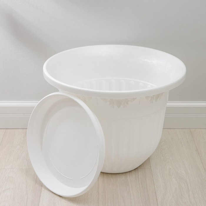 Горшок с поддоном &laquo;Лозанна&raquo;, 40 л, цвет белый