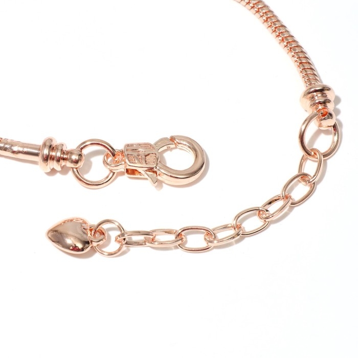 Основа для браслета &laquo;Карабин&raquo;, цвет розовое золото, 17 см + 5 см удлинитель