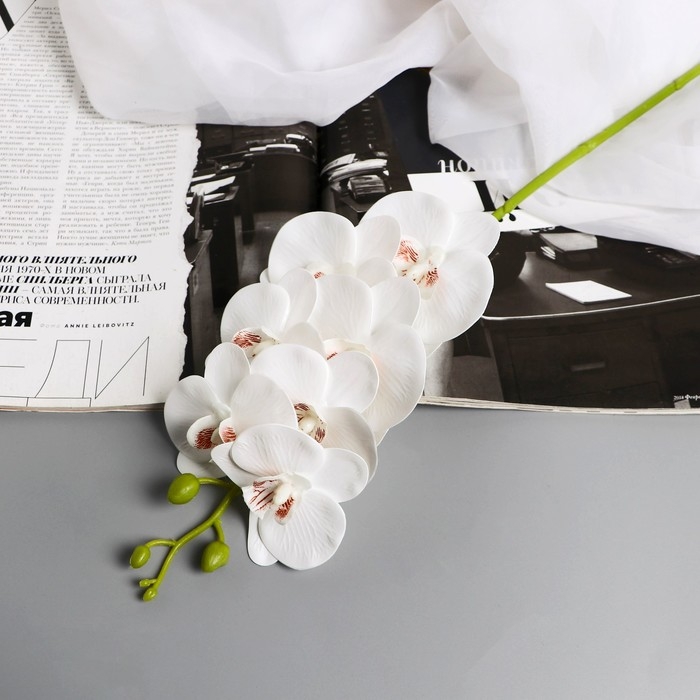 Цветы искусственные Цветы искусственные "Орхидея экстра галант" 60 см d-8 см, белый