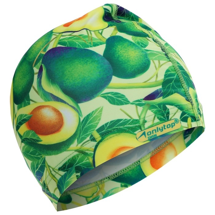 Шапочка для плавания взрослая ONLYTOP &laquo;Авокадо&raquo;, тканевая, обхват 54-60 см