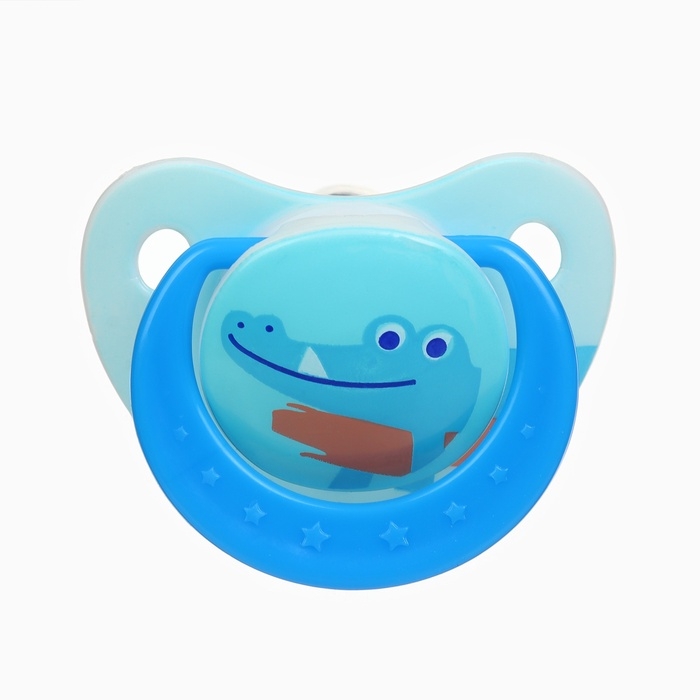 Набор: Соска - пустышка с держателем «Крокодил», классичекая, +6 мес, цвет синий Набор: Соска - пустышка с держателем «Крокодил», классичекая, +6 мес, цвет синий