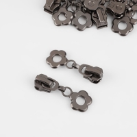 Бегунок автоматический для металлической молнии, №5, декоративный &laquo;Цветок&raquo;, 10 шт, цвет чёрный никель