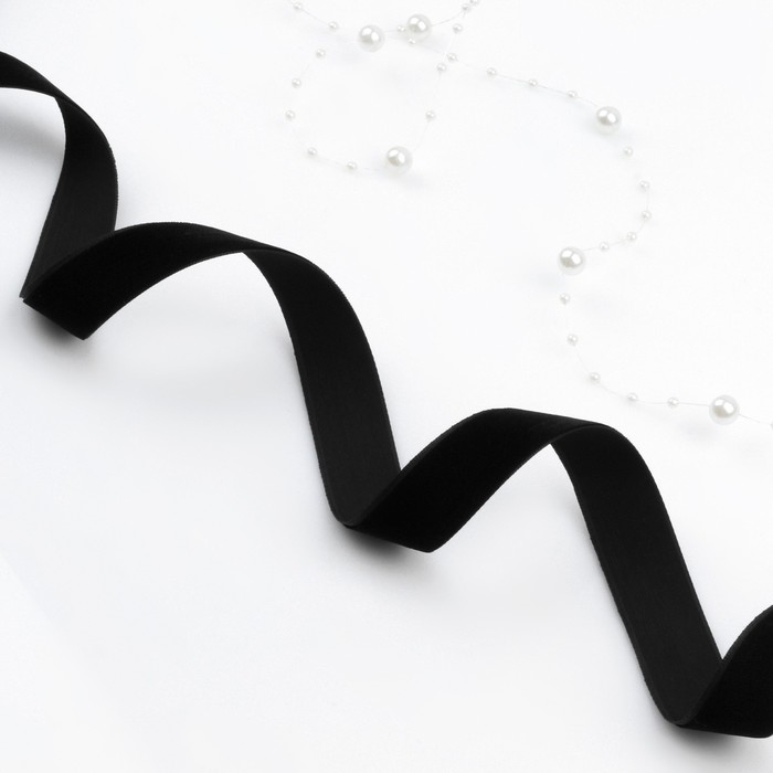 Лента бархатная, 20 мм, 18 &plusmn; 1 м, цвет чёрный №03