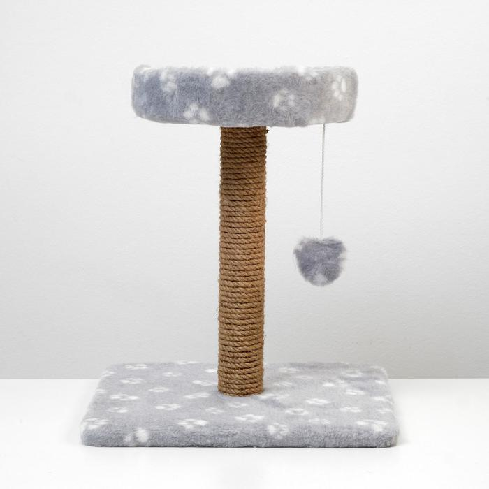Когтеточка малая Когтеточка малая "Арена" с игрушкой, 40 х 40х 50 см, джут, серая с лапками