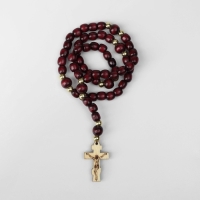 Чётки деревянные &laquo;Православные&raquo; 50 бусин через золотистый шарик, цвет коричневый