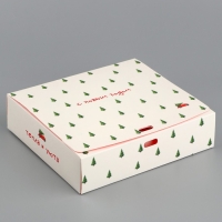 Коробка подарочная новогодняя складная двухсторонняя &laquo;С новым годом&raquo;, 20 х 18 х 5 см, БЕЗ ЛЕНТЫ, Новый год