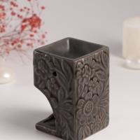 Аромалампа керамика "Цветочный букет" тёмно-оливковая 7,7х7,7х12 см