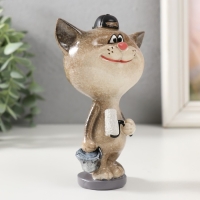 Сувенир полистоун лак "Котик-маляр" 8,2х6х13 см