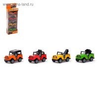 Машина инерционная &laquo;Джип&raquo;, набор 4 шт.
