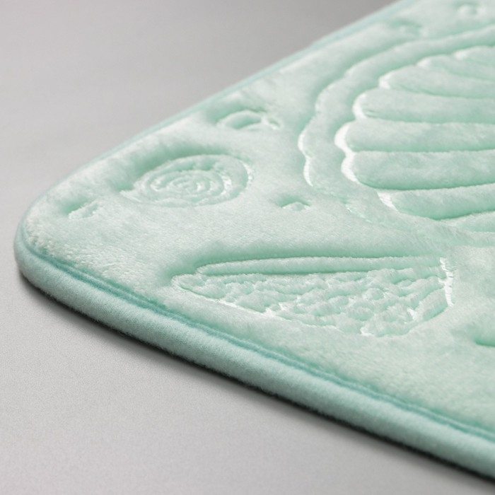 Коврик для ванной Доляна &laquo;Морское дно&raquo;, 50&times;70 см, цвет бирюзовый