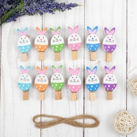 Прищепки декоративные с веревкой для подвеса "Пасха", 10 шт.