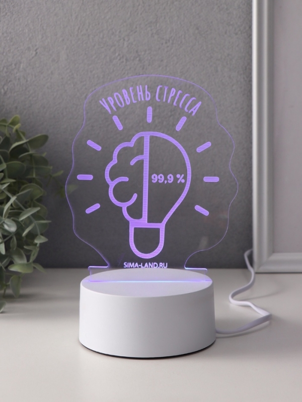 Светильник "Уровень стресса 99,9%" LED RGB от сети RISALUX 9,5х12,8х14,9 см