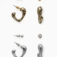 Набор серьги 4 пары &laquo;Сердце&raquo; бусины, цветной