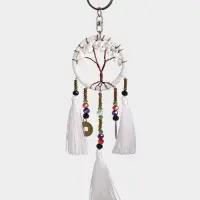 Брелок ловец снов "Древо" 19 см, цв. белый