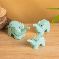 Сувенирный набор &laquo;Милые слоники&raquo;, 12 см, 10 см, 9 см, дерево, бирюзовый