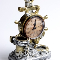 Часы настольные интерьерные, &laquo;Штурвал&raquo; на батарейках,  13.5&times;7.5&times;20.5 см, d-8 см