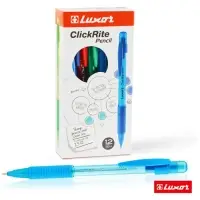 Карандаш механический 0.5 мм, HB, Luxor ClickRite, с ластиком, резиновый упор, микс