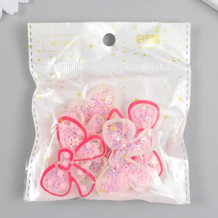 Шейкер для творчества акрил "Бант" с глиттером 0,5х4,5х3,2 см