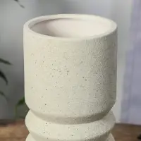 Ваза керамика настольная "Бэрри" прямая кольца, h=24,5 d=11 см, белый