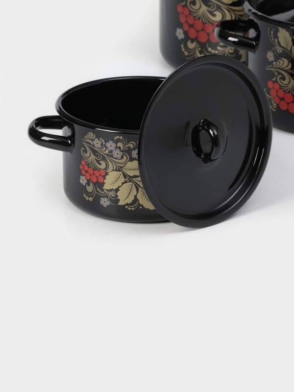 Набор кастрюль &laquo;Рябина&raquo;, 3 предмета: 1,5 л, 2,9 л, 4,5 л, индукция