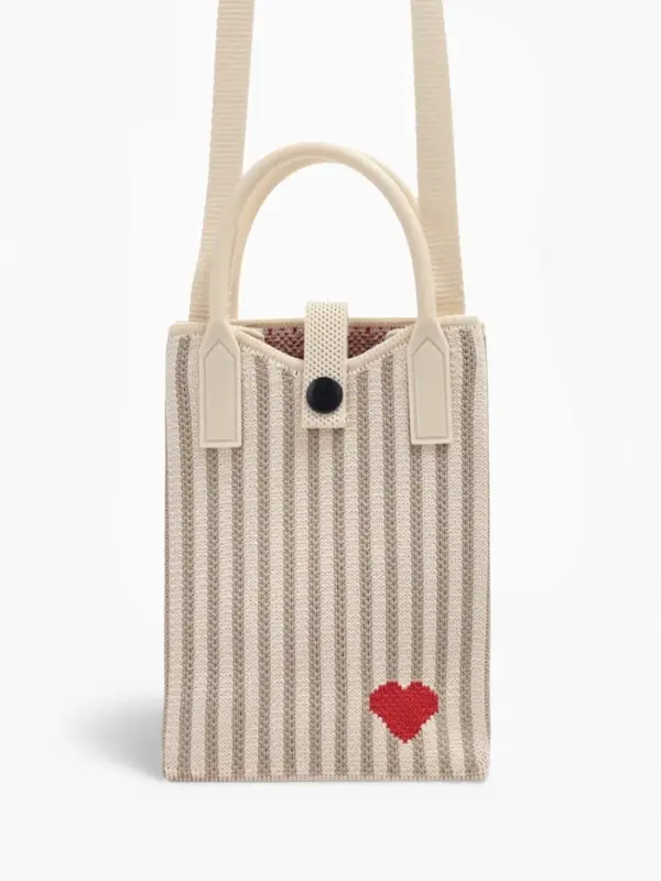 Сумка подр Сердце, 12*4*17, отд на кнопке, дл ремень, бело/серый