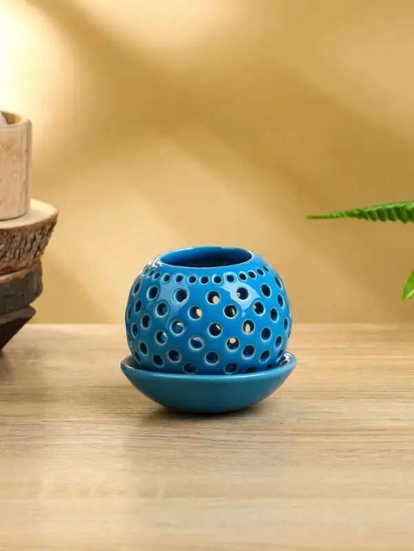 Аромалампа &laquo;Шар&raquo;, 9.5&times;9.5&times;9 см, керамика, голубая