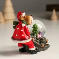 Сувенир полистоун водяной шар "Лосик с мешком подарков" 10,5х6х8,5 см