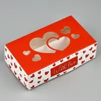 Кондитерская упаковка для макарун с окном, &laquo;С любовью&raquo;, 11 х 19 х 5.5 см