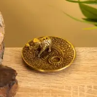 Подставка под благовония "Слоник на тарелке" латунь 7 см