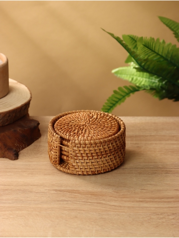 Подставка под горячее 10 см, ротанг (набор 6 шт)