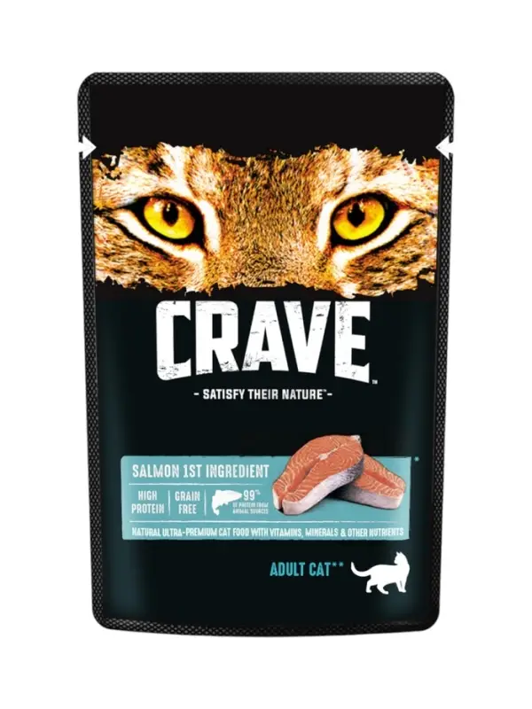 Влажный корм Crave для кошек, пауч лосось  в желе 70г