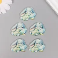 Декор для творчества акрил "Малыш зайка в пижамке засыпает" 2,9х3,4х0,3 см