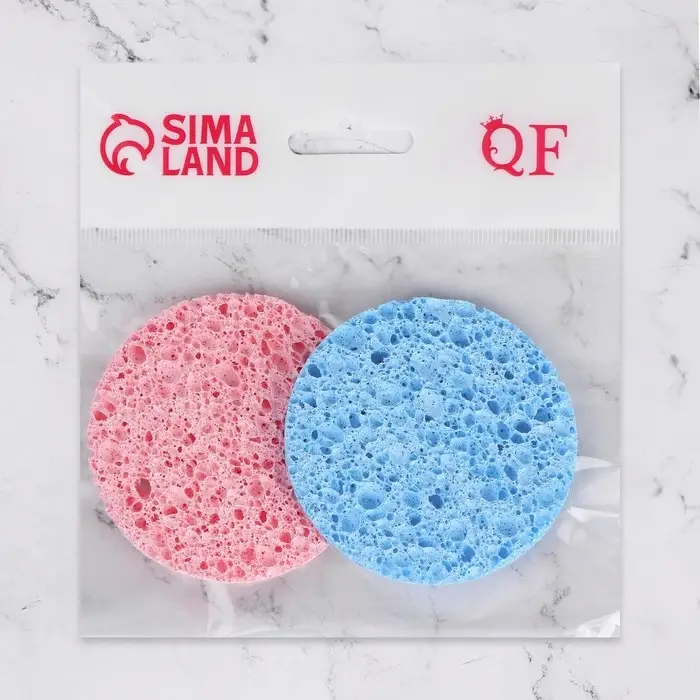 Набор спонжей для умывания &laquo;Мягкость&raquo;, d=7 см, 2 шт., МИКС