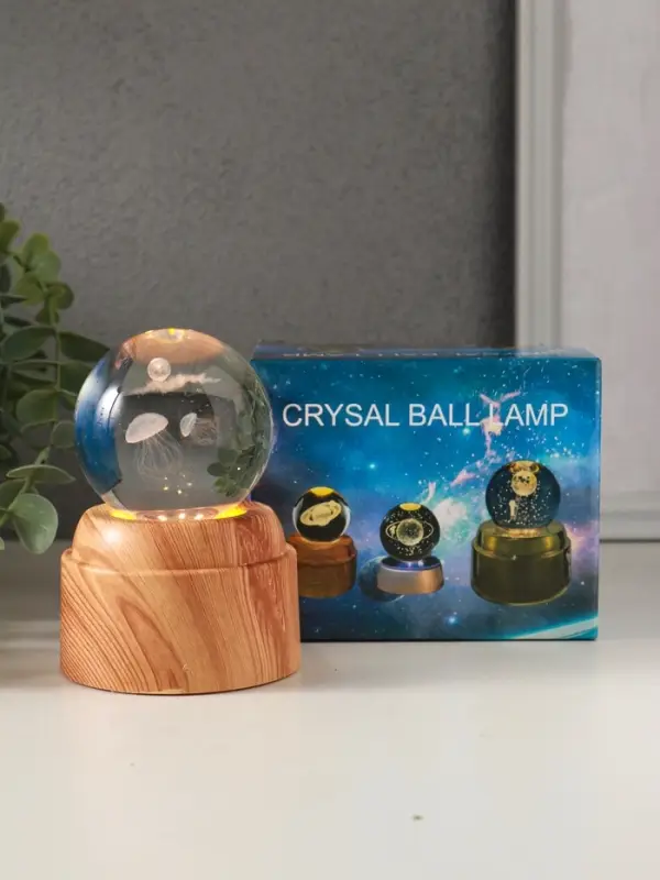 Сувенир стекло свет "Шар. Медузы" 6хLED шар d=6 см, крутится, USB 7х7х10 см