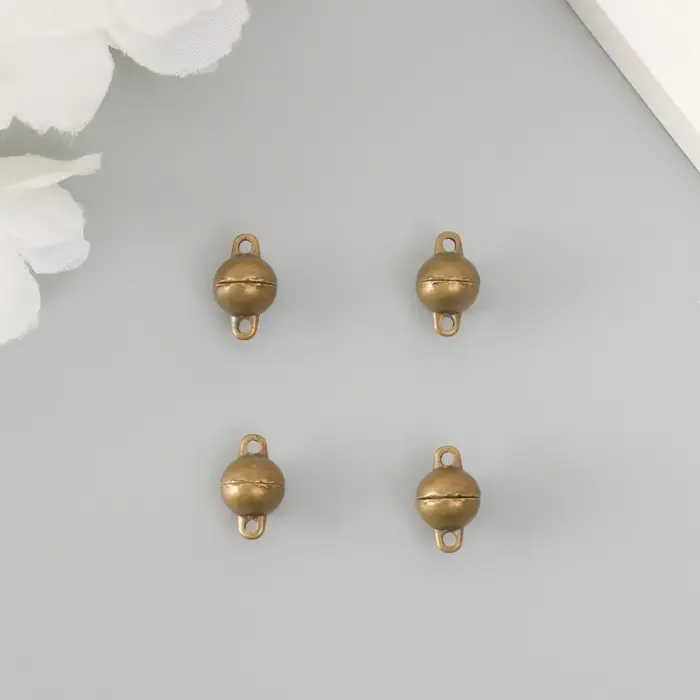 Застёжка магнитная металл "Шарик" бронза 0,7х1,2х0,7 см (набор 2 половинки)