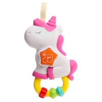 Музыкальная игрушка - подвеска &laquo;Любимый единорог&raquo;, прорезыватель - погремушка, звук, свет, цвет розовый