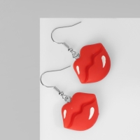 Серьги ассорти &laquo;Радость&raquo; губы, цвет красно-белый в серебре