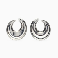 Серьги металл &laquo;Кольца&raquo; полумесяц, цвет серебро