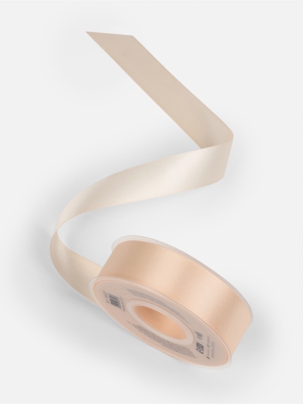 Лента атласная двухсторонняя №112 25мм*25&plusmn;1м айвори TR