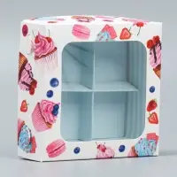 Коробка для конфет, кондитерская упаковка, 4 ячейки, &laquo;Для тебя&raquo;, 10.5 х 10.5 х 3.5 см