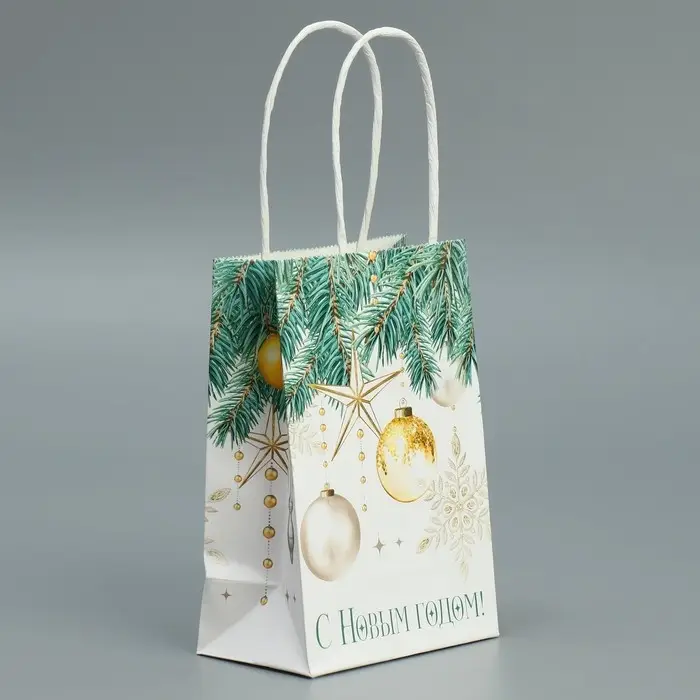 Пакет подарочный новогодний крафтовый &laquo;Роскошь Нового года&raquo;, 15 х 10 х 6 см