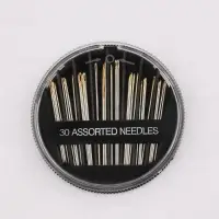 Иглы швейные в пластиковой коробочке, с золотым ушком, 30 шт., чёрные