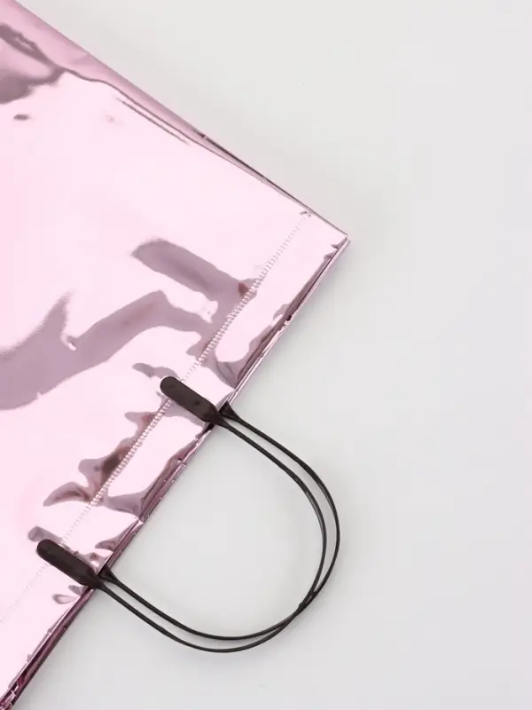 Пакет подарочный ПВХ, голография, розовый, пластиковая ручка, 32&times;28&times;11 см