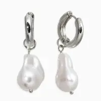 Серьги жемчуг "Барочный" галтовка, цвет белый в серебре