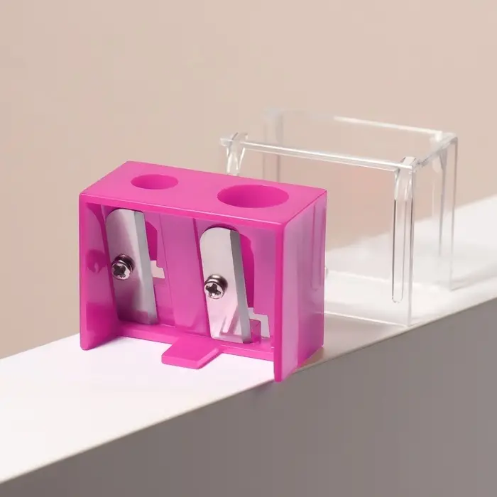 Точилка косметическая, с крышкой, двойная, МИКС