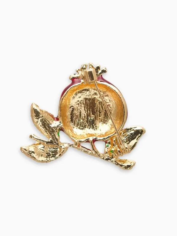 Брошь "Гранат" в разрезе, со стразами, красно-зелёная в золоте