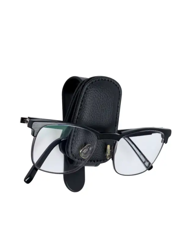 Держатель для очков автомобильный, кожаный, черный