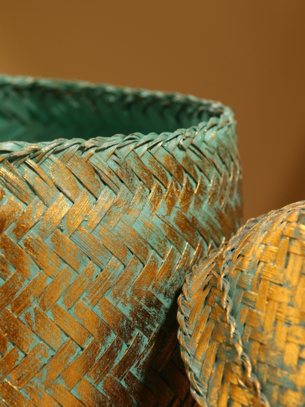 Корзинка плетеная "Голден" 16х16х23 см, голубой